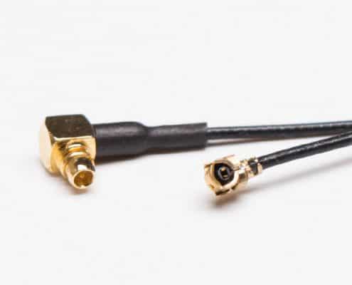 MMCX線材90度公針插頭接RF1.13黑色同軸線+IPEX端子
